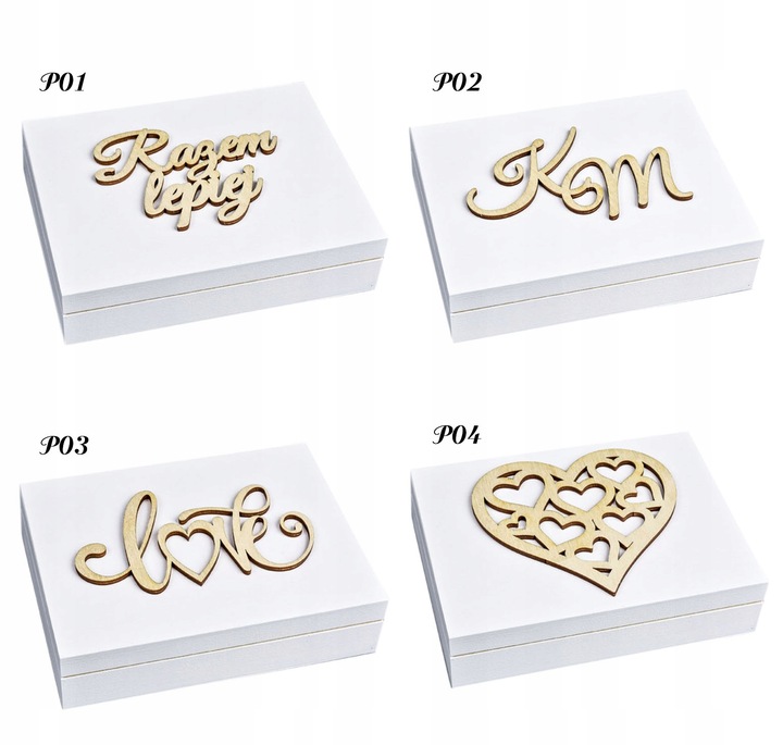 PUDEŁKO Na Obrączki z Tekstem BIAŁE Mech Ślub