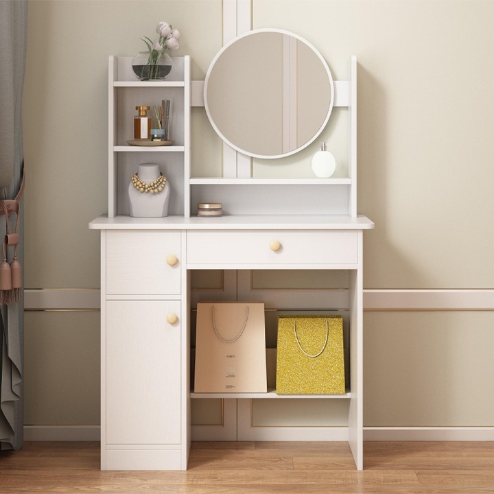 TOALETKA Z LUSTREM Z SZUFLADAMI BIAŁA DO MAKIJAŻU GLAMOUR STYL