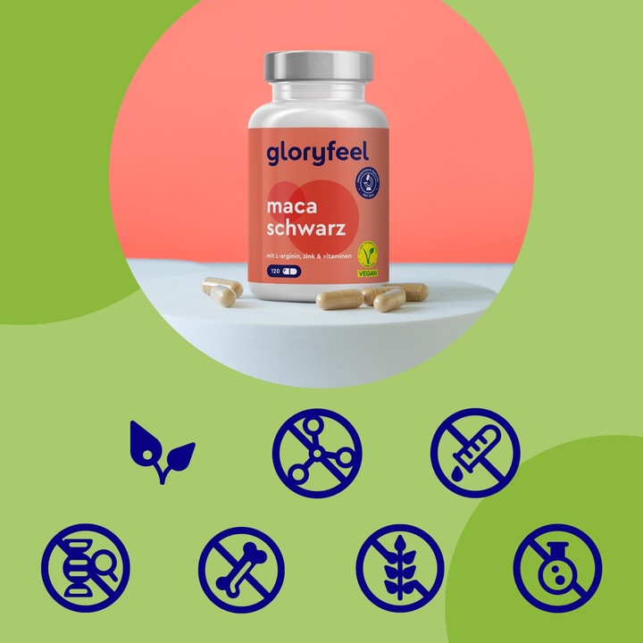 CZARNA MACA 1350mg z witaminą B6 i 12 i CYNK 120 kaps. gloryfeel