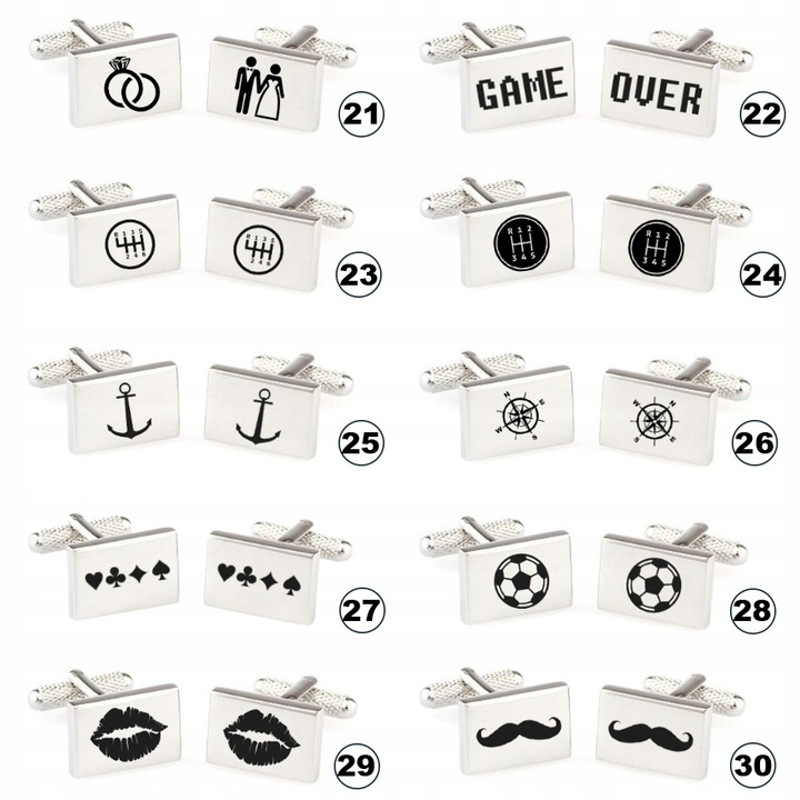 Spinki do mankietów prostokątne TWÓJ TEKST GRAFIKA