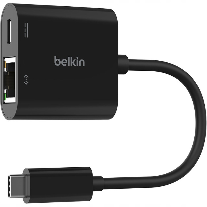 Adapter z ładowaniem USB-C PD 3.0 100W do GB Ethernet, Belkin przejściówka