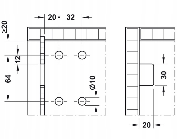 ZESTAW CAMAR 807 PARA + 2X PŁYTKA + ZAŚLEPKI BIAŁE ZAWIESZKA DO SZAFEK