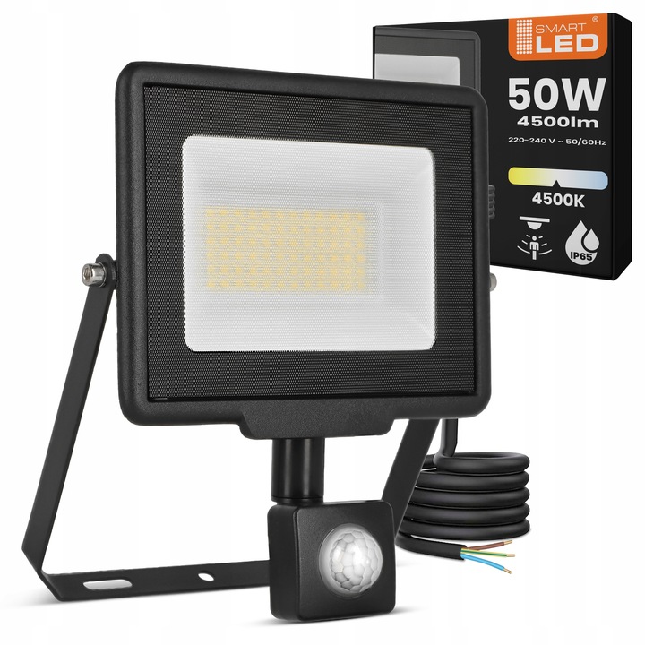 Naświetlacz LED SLIM 50W Halogen z CZUJNIK RUCHU Zmierzchu Reflektor