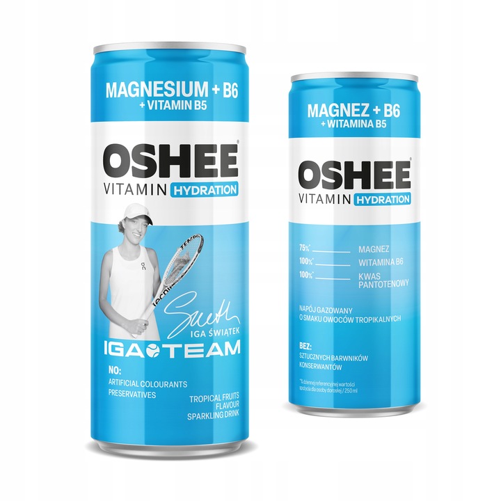 24x OSHEE Vitamin Hydration Magnez Napój gazowany owoce tropikalne 250 ml