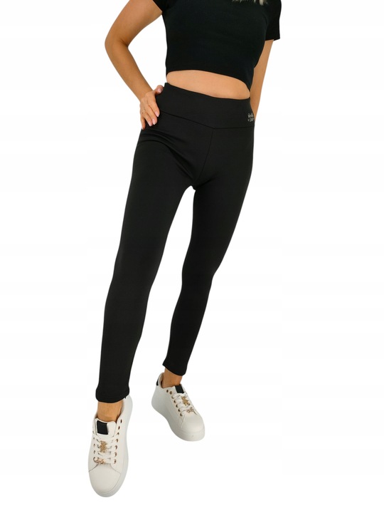 Leginsy damskie czarne kryjące z panelem ocieplane na chłodniejsze dni