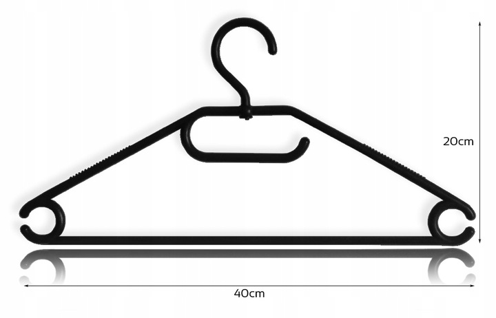 WIESZAKI UBRANIOWE OBROTOWE CZARNE NA ODZIEŻ KARBOWANE GRUBE 25szt.