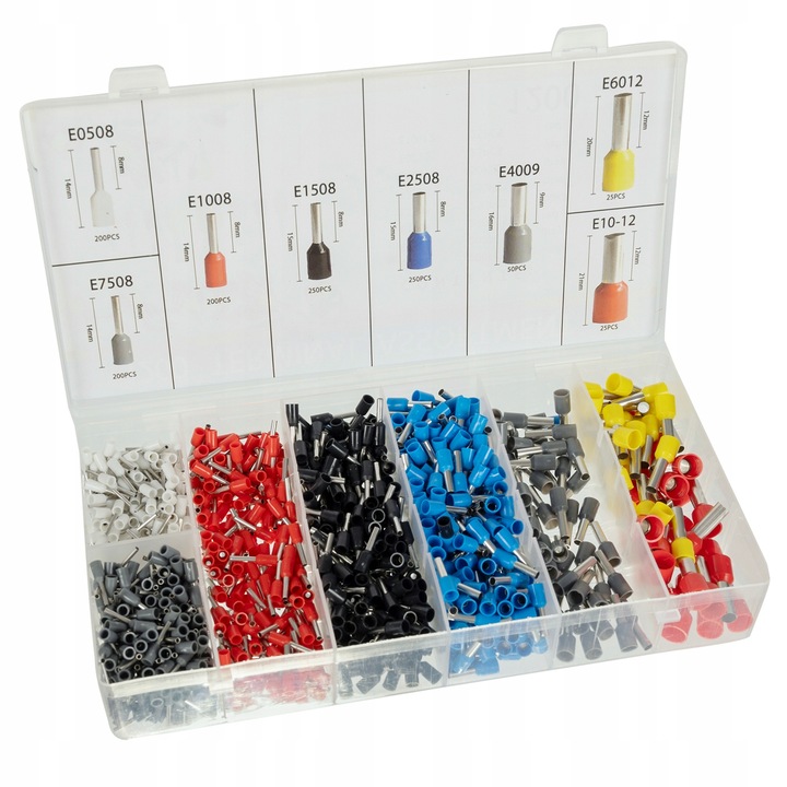 Zaciskarka do Tulejek Praska do Konektorów Kabli + 1200 Końcówek 0,5 -