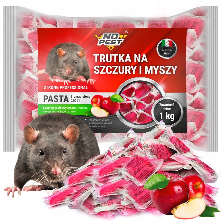 MOCNA SILNA TRUTKA NA SZCZURY MYSZY CZERWONA PASTA BROMADIOLONE NO