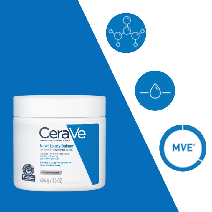 CeraVe Balsam Nawilżający Skóra Sucha i Bardzo Sucha, Twarz i Ciało 454g