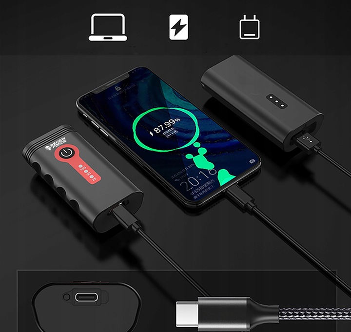 Lampka Rowerowa Światło PRZÓD TYŁ LED na rower kierownicę MOCNA USB 1800lm