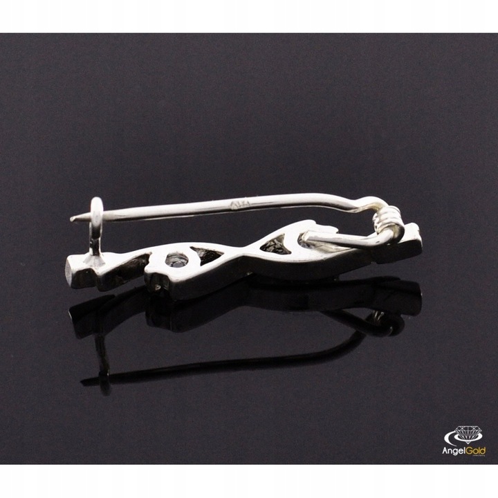 ELEGANCKA SREBRNA ZDOBIONA BROSZKA DO ŻAKIETU 925