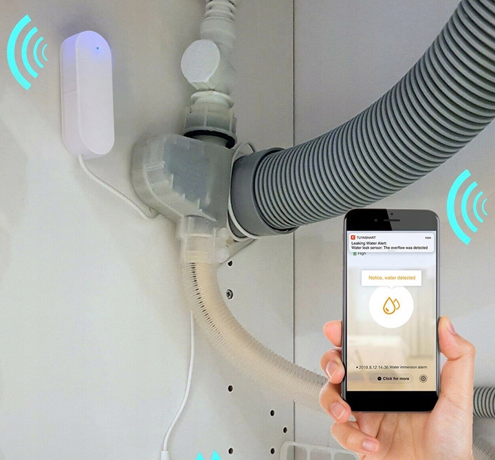 CZUJNIK ZALANIA SENSOR WYCIEKU POZIOMU WODY SMART WiFi Tuya SMART LIFE