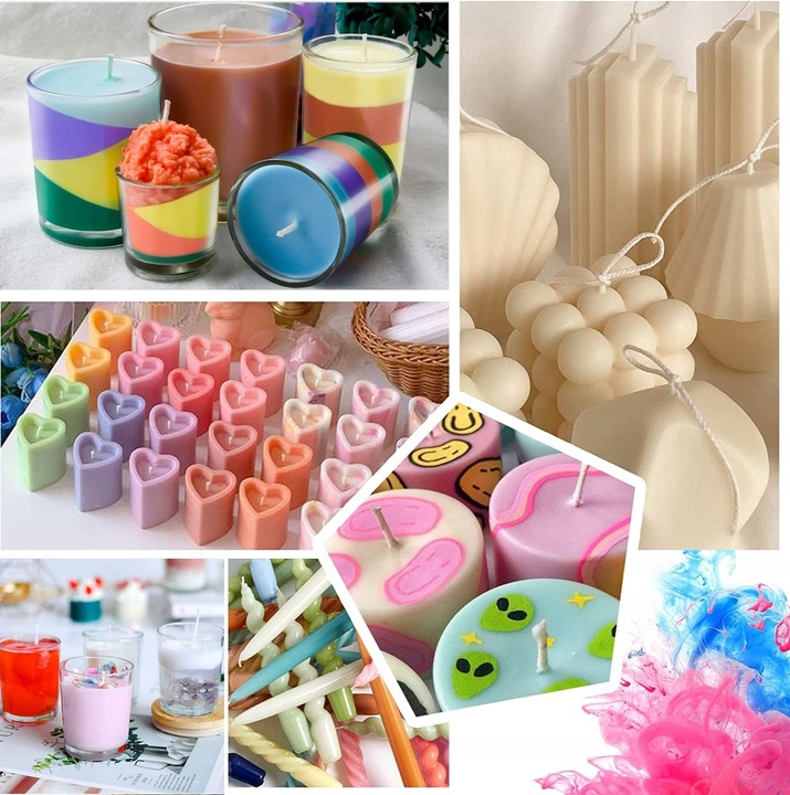 Zestaw do świec Wosk Sojowy Y50 1 kg i 12 szt. barwników do świec