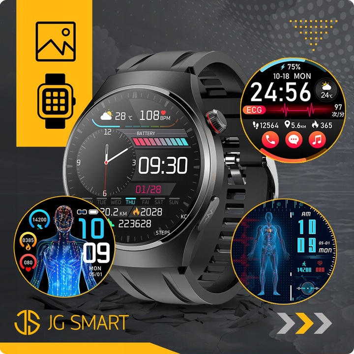 SMARTWATCH DO POMIAR GLUKOZY POLSKIE MENU ROZMOWY ZEGAREK MĘSKI + 3 PASKI