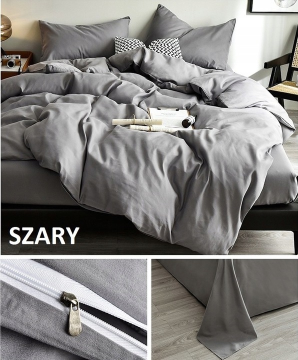 KOMPLET POŚCIELI 140x200 2x POSZEWKI 70x80 MIKROFIBRA GŁADKA MIĘKKA CZARNA