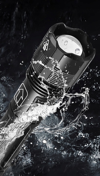 METALOWA Latarka Taktyczna LED Akumulatorowa MOCNA Szperacz Reflektor +Zoom