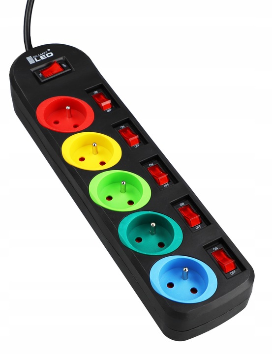 Przedłużacz Listwa Zasilająca 2 Metry 5 Gniazd 230V z Włącznikiem