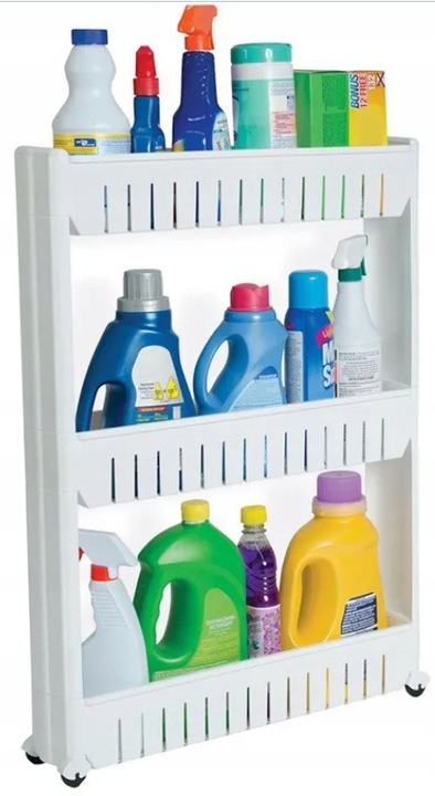 MOBILNA WĄSKA SZAFKA NA KÓŁKACH DO KUCHNI ŁAZIENKI