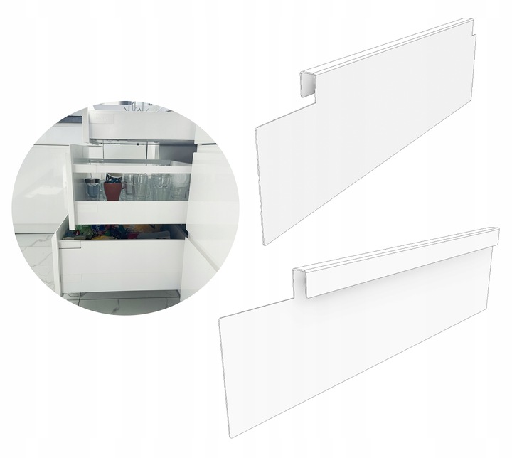 BLUM Szafka Dodatkowe Boki Do Szuflad 500x199 Tandembox Białe