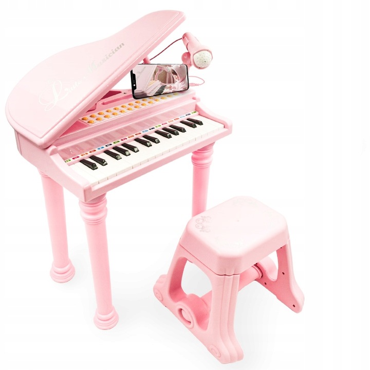 PIANINO ORGANY KEYBOARD DLA DZIECI KRZESEŁKO MIKROFON NAGRYWANIE KARAOKE