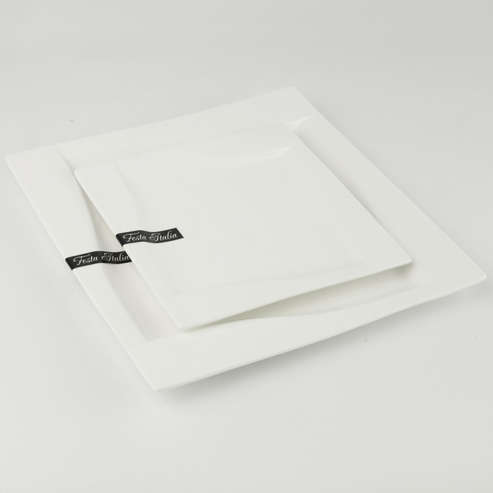 SERWIS OBIADOWY VIVA 18 EL DLA 6 OSÓB KWADRATOWY KPL TALERZY PORCELANOWYCH