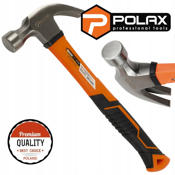 Młotek ciesielski stolarski 450g z łapką do gwoździ i trzonkiem