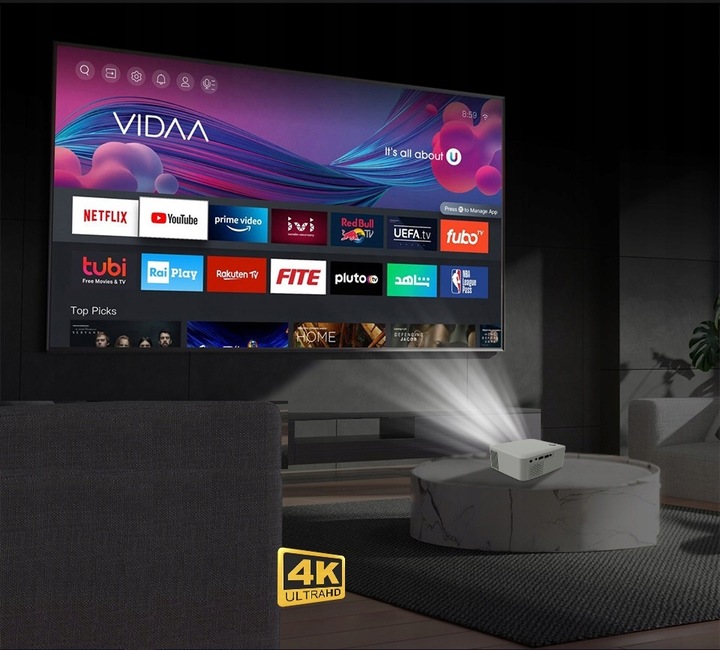 PROJEKTOR RZUTNIK ANDROID SMART TV WIFI FULL HD 7000lm 400 ANSI LED BT