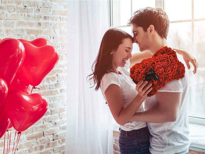 MIŚ Z PŁATKÓW RÓŻ PREZENT DUŻY PUDEŁKO ROSE BEAR RÓŻANY BUKIET KWIATÓW