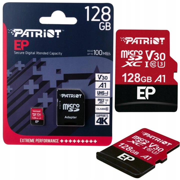 PATRIOT EP 128 GB micro SD XC CL10 UHS U3 A1 V30