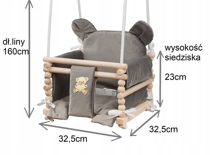 HUŚTAWKA DLA DZIECI DO DOMU I OGRODU TARAS 3W1 MOCNA DREWNIANA podusie