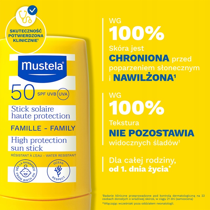 Mustela Sztyft przeciwsłoneczny SPF 50+ 9 ml - dla dzieci od 1. dnia