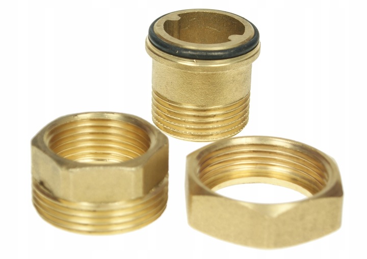 Śrubunek mosiężny 1 " cal prosty z oringiem uszczelką mocny złączka prosta