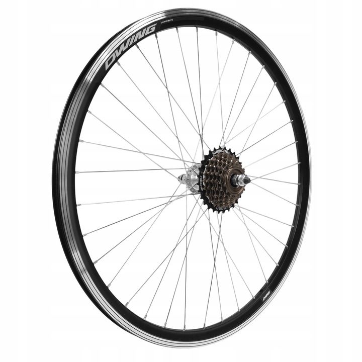 KOŁO ROWEROWE 26 CALI TYŁ TYLNE WOLNOBIEG 6 RZĘDOWY ALU V-BRAKE CZARNE