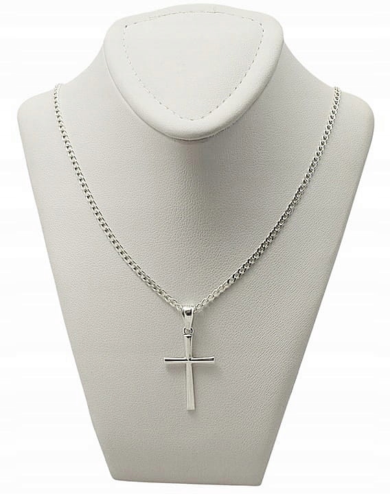 Łańcuszek Srebrny Pancerka z Krzyżykiem na Komunię Chrzest, Grawer Gratis