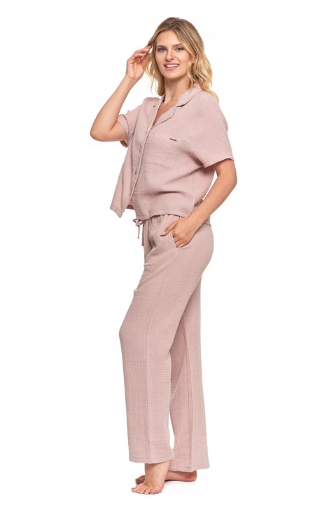 Moraj Długa Bardzo delikatna Piżama Damska z Muślinu Beżowa 5000-008 M