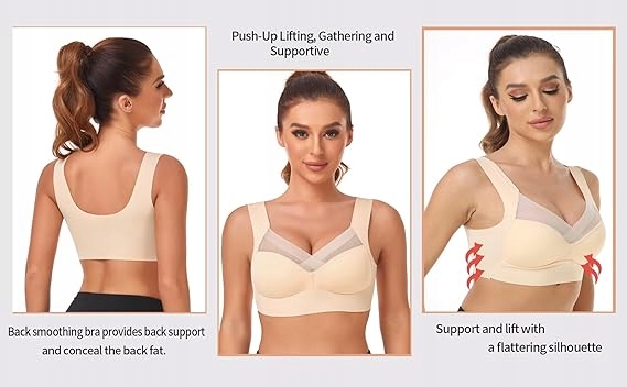 Biustonosz ultrawygodny z siateczką bezszwowy oddychający modelujący PushUp