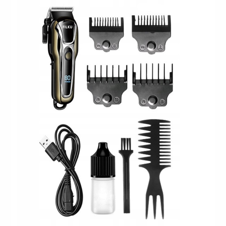 PROFESJONALNA BEZPRZEWODOWA MASZYNKA DO STRZYŻENIA WŁOSÓW BRODY FILKU