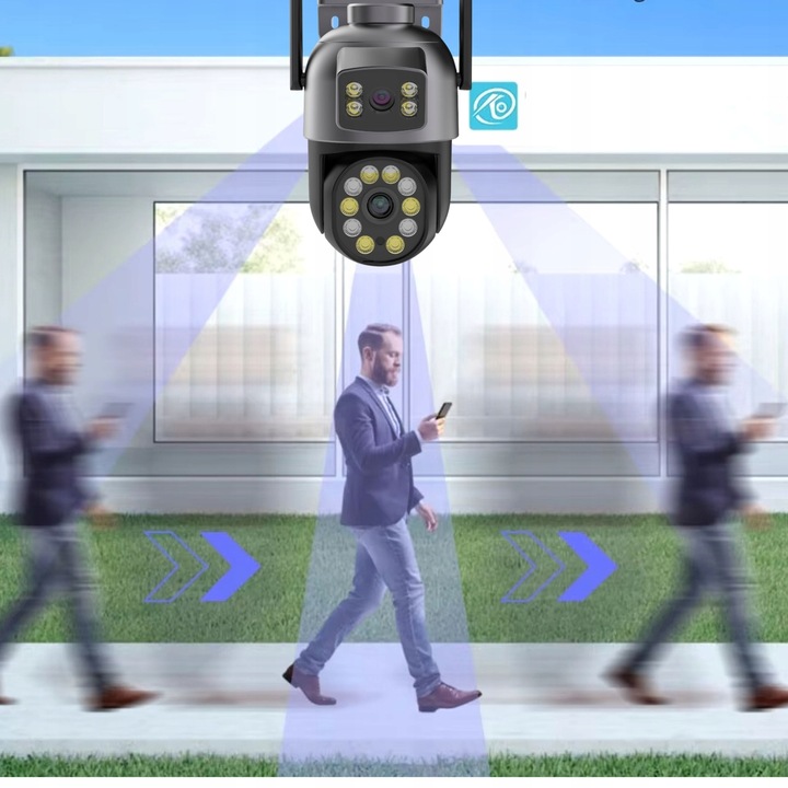 KAMERA ZEWNĘTRZNA OBROTOWA PODWÓJNA IP WiFi HD 5X ZOOM SMART DETEKCJA ALARM