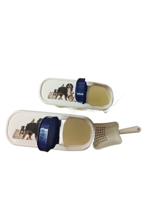 ZESTAW POJEMNIKÓW NA KARMĘ DLA ZWIERZAT Z ŁOPATKĄ"ROTHO"6L,4L