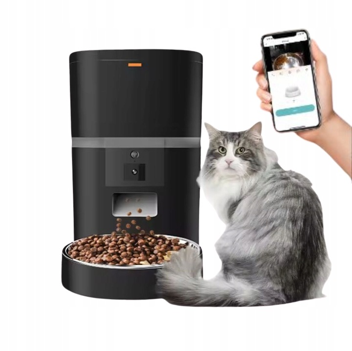 AUTOMATYCZNY PODAJNIK 6L Z KAMERĄ HD1080p Wi-Fi DOZOWNIK KARMY DLA PSA KOTA