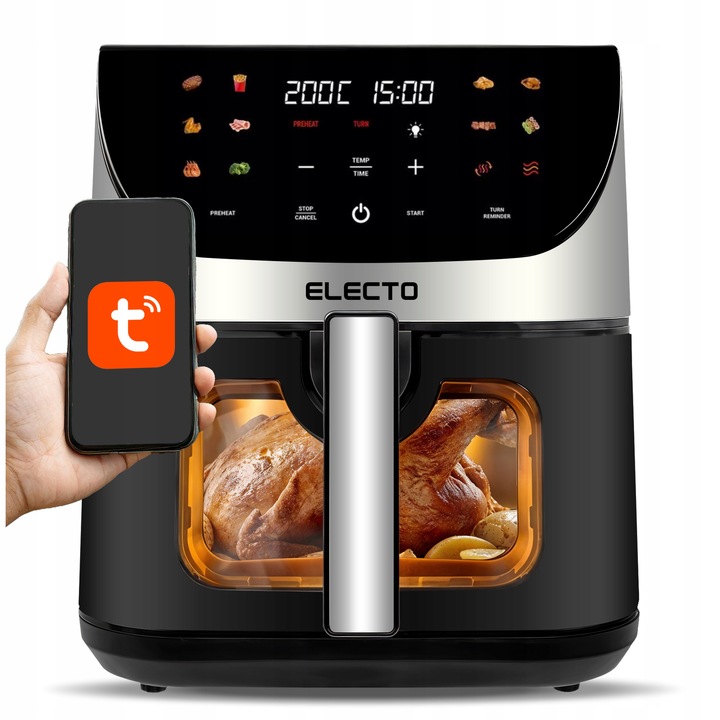 AIR FRYER FRYTKOWNICA BEZTŁUSZCZOWA DUŻA 8L 2000W APLIKACJA WIFI NA