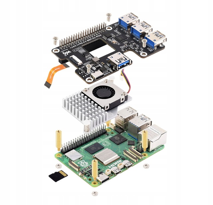 Rozszerzenie PCIe USB 3.2 dla Raspberry Pi 5, HUB PCIe na 4 x USB