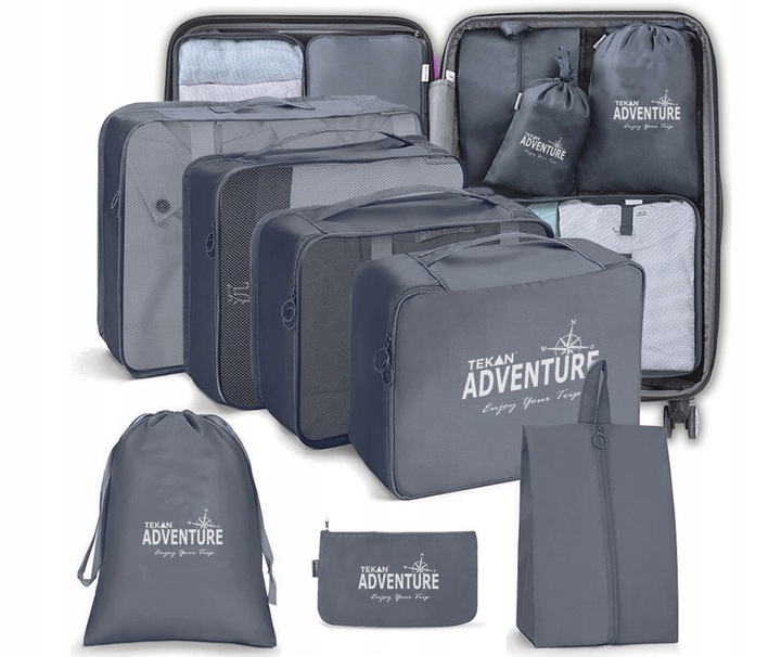 ORGANIZER PODRÓŻNY DO WALIZKI TORBY SZAFY ZESTAW 7 SZT UBRANIA I BUTY TEKAN