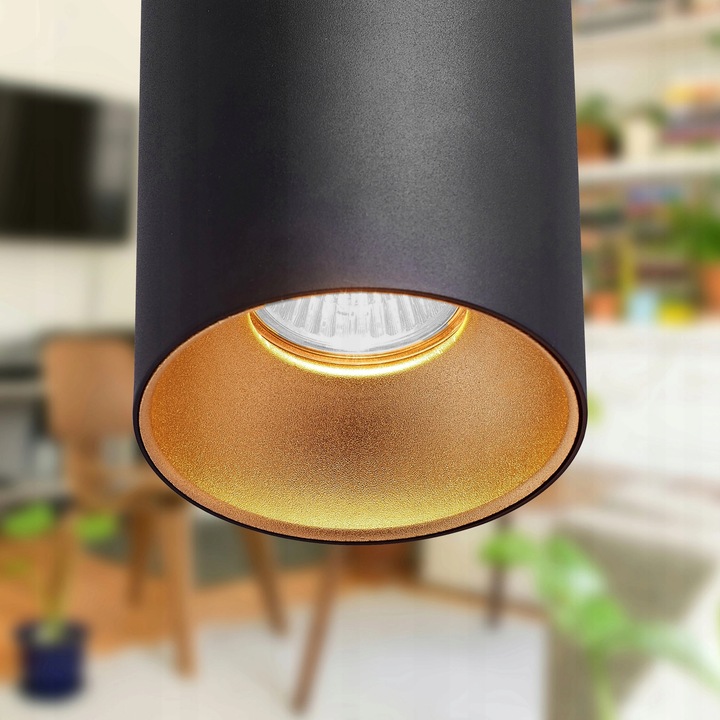 Oprawa Halogenowa sufitowa Natynkowa Tuba LED GU10 spot CZARNY ZŁOTY