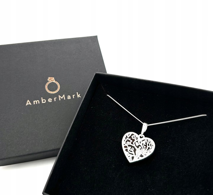 Wisiorek srebrny z bursztynem ORYGINALNA ZAWIESZKA ze srebra serce FILM