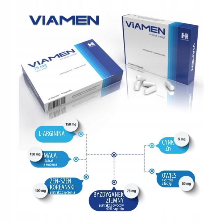 Suplement diety na erekcję VIAMEN 10 kaps.