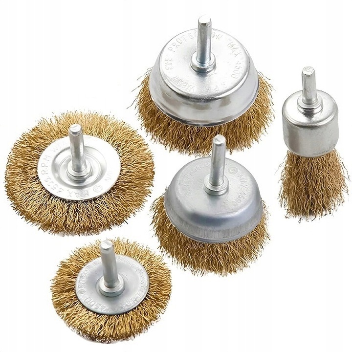 SZCZOTKI DRUCIANE NA WKRĘTARKĘ WIERTARKĘ ZESTAW SZCZOTEK DRUCIANYCH 5SZT