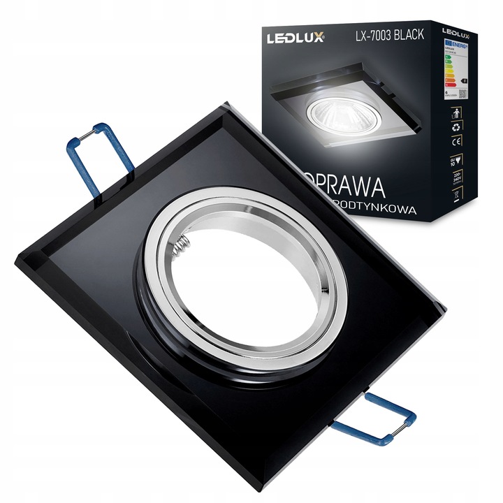 6x Oprawa halogenowa Szklana Kwadratowa + Żarówka GU10 LED 5,5W 3