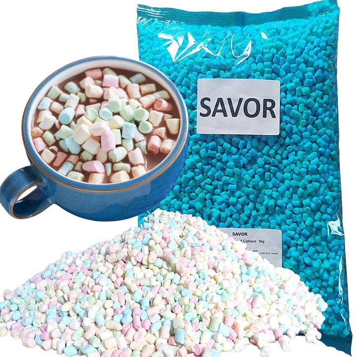 SAVOR Kolorowe pianki micro marshmallow 1 kg do gorącej czekolady kawy