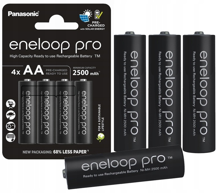 4X R06/AA AKUMULATORKI BATERIE ENELOOP PRO PANASONIC 2500MAH JAPOŃSKIE